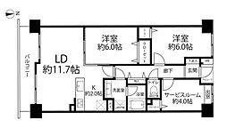 リュエル戸田 2SLDKの間取図画像