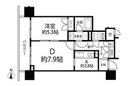 パークノヴァ三鷹 1DKの間取図画像