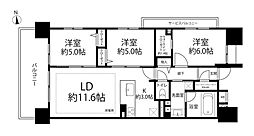 スカイクレストビュー西葛西 3LDKの間取図画像