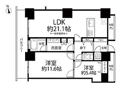WComfortTowersWEST 2LDKの間取図画像