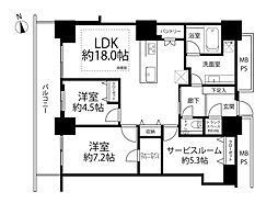 WComfortTowersWEST 2SLDKの間取図画像