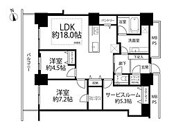 WComfortTowersWEST 2SLDKの間取図画像