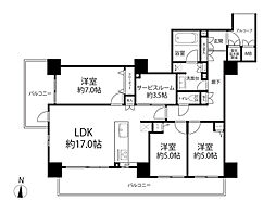 福島ガーデンズタワー 3SLDKの間取図画像