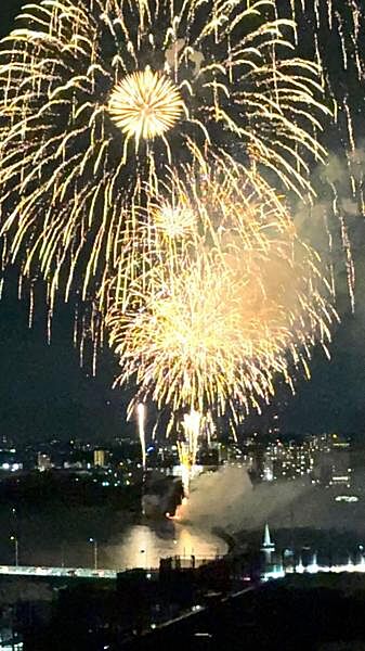 バルコニーからのくらわんか花火大会鑑賞