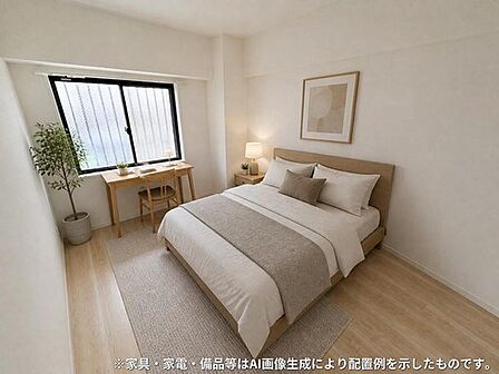 洋室　約5.0帖。やわらかな自然光が差し込む洋室は、リラックスできる空間としておすすめです。※CGにより家具を配置したイメージです。