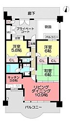 コンツェルトアート尾道 3LDKの間取図画像