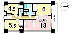 堀田サンハイツA棟 3LDKの間取図画像