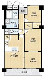 コスモハイツ守口 3LDKの間取り