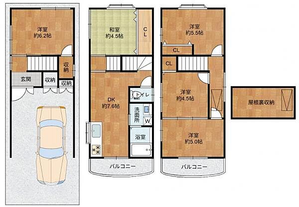 土地面積：51.36？　建物面積：92.40？　5DK　令和8年5月リフォーム完了済みで即入居可能です♪