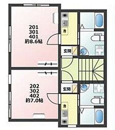 ブリックス四谷（BRICKS四谷） 3階1Kの間取り