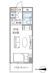 番衆エムエスビル 2階ワンルームの間取り
