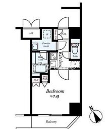 ハーモニーレジデンス早稲田夏目坂 12階1Kの間取り