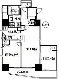 グランスイート四谷エクシア 9階2LDKの間取り
