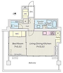 シャトレ信濃町 8階1LDKの間取り