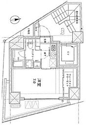 外苑キリンビル 6階1Kの間取り
