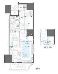 ズーム信濃町 10階1LDKの間取り