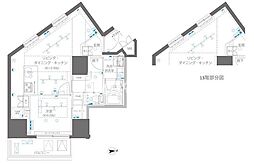 ズーム信濃町 11階1LDKの間取り