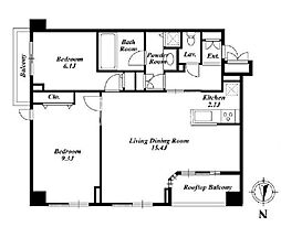 KDXレジデンス半蔵門 8階2LDKの間取り