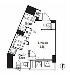 GRAN PASEO 東新宿　(グランパセオ東新宿) 4階ワンルームの間取り