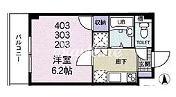 KT三光マンション 4階1Kの間取り