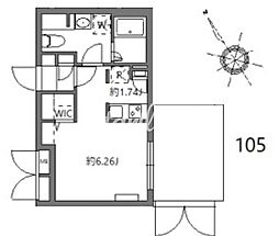 フラッフィー市谷台町 1階ワンルームの間取り