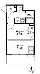 グランパセオ市谷仲之町（GRAN PASEO 市谷仲之町） 4階1DKの間取り