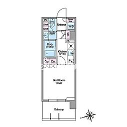 コンフォリア東新宿ステーションフロント 5階1Kの間取り