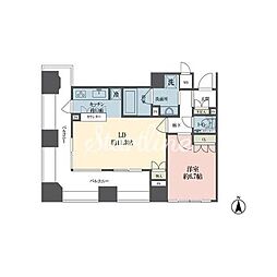 ルネ新宿御苑タワー 1606 16階1LDKの間取り