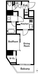 アクサス渋谷初台 1DKの間取図画像