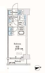 市谷仲之町ViewApartment 1Kの間取図画像