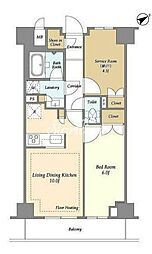 市谷台町坂フロント 1SLDKの間取図画像