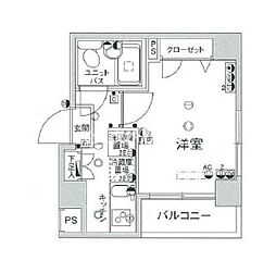 スカイコート新宿曙橋2 ワンルームの間取図画像