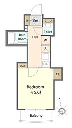 東京メトロ東西線 木場駅 徒歩8分の賃貸マンション 3階1Kの間取り