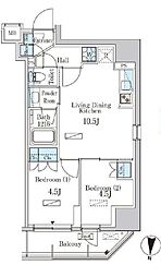 都営新宿線 菊川駅 徒歩3分の賃貸マンション 3階2LDKの間取り