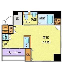 東京メトロ半蔵門線 水天宮前駅 徒歩3分の賃貸マンション 2階ワンルームの間取り