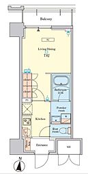 都営新宿線 菊川駅 徒歩2分の賃貸マンション 6階1Kの間取り