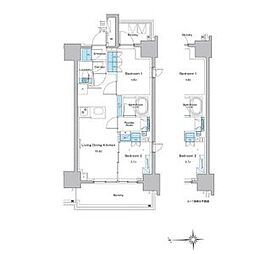 東京メトロ東西線 門前仲町駅 徒歩9分の賃貸マンション 8階2LDKの間取り