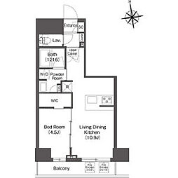 東京メトロ東西線 西葛西駅 徒歩9分の賃貸マンション 3階1LDKの間取り