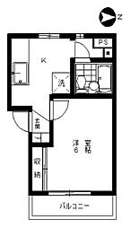 東京メトロ東西線 西葛西駅 徒歩11分の賃貸マンション 4階1Kの間取り