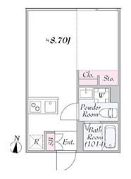 都営新宿線 大島駅 徒歩5分の賃貸マンション 4階ワンルームの間取り
