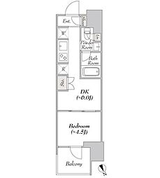 都営大江戸線 門前仲町駅 徒歩9分の賃貸マンション 3階1DKの間取り