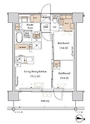 東京メトロ東西線 木場駅 徒歩7分の賃貸マンション 7階2LDKの間取り
