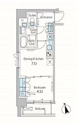 東京メトロ日比谷線 茅場町駅 徒歩4分の賃貸マンション 4階1DKの間取り