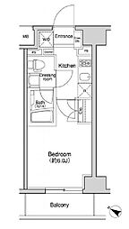 都営大江戸線 森下駅 徒歩1分の賃貸マンション 7階1Kの間取り