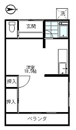 東京メトロ東西線 西葛西駅 徒歩11分の賃貸アパート 1階1Kの間取り