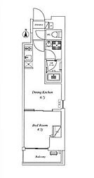 都営新宿線 菊川駅 徒歩10分の賃貸マンション 2階1DKの間取り