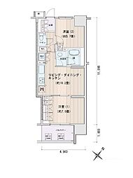 東京メトロ有楽町線 豊洲駅 徒歩5分の賃貸マンション 9階2LDKの間取り