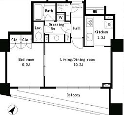東京メトロ半蔵門線 水天宮前駅 徒歩2分の賃貸マンション 6階1LDKの間取り