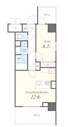 JR総武線 錦糸町駅 徒歩5分の賃貸マンション 7階1LDKの間取り