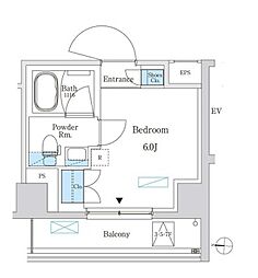 都営新宿線 菊川駅 徒歩9分の賃貸マンション 4階ワンルームの間取り